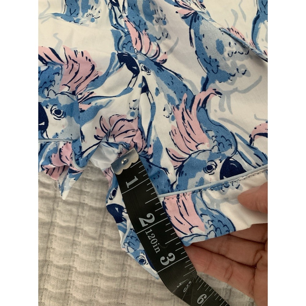 8 Oak Land Pajamas Sz M Blue Pink 100% Cotton Cockatoos Long Sleeve Shorts Prep - Picture 11 of 11